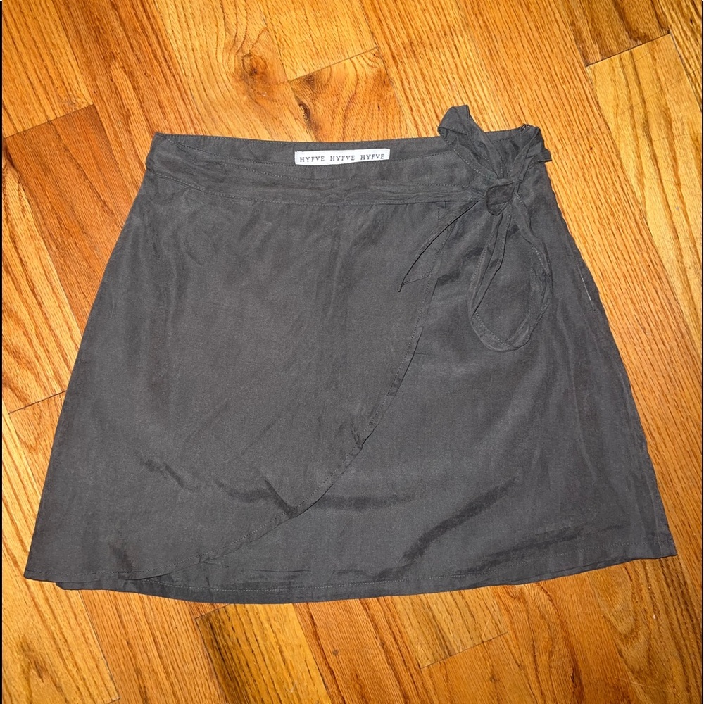 Green suede mini skirt